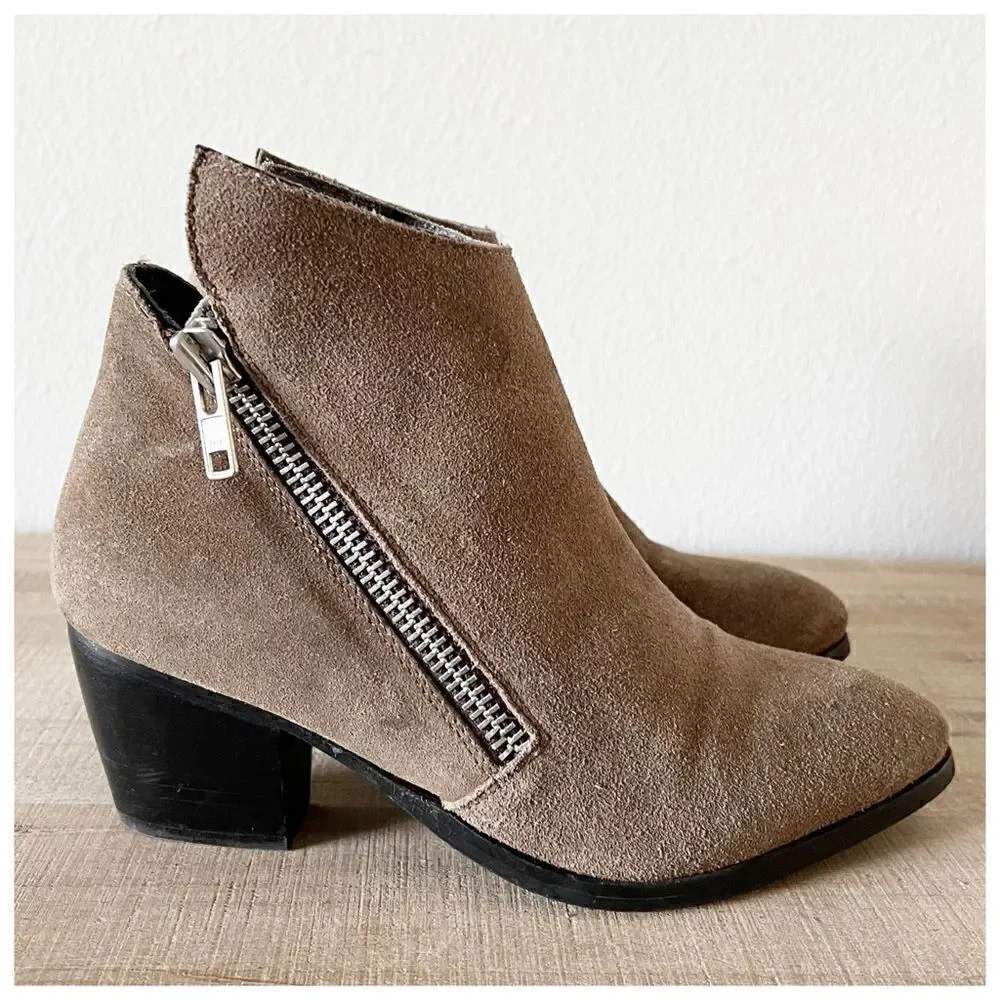 Anthropologie Matisse Frankie Asymmetrical Suede Zip Ankle Bootie